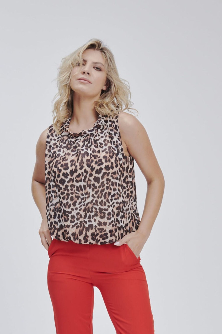 Forpen Top Animalier Satin T-Shirt & Top