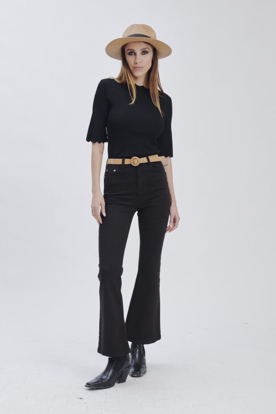 Forpen Denim Color Stretch Flare Pantaloni & Jeans