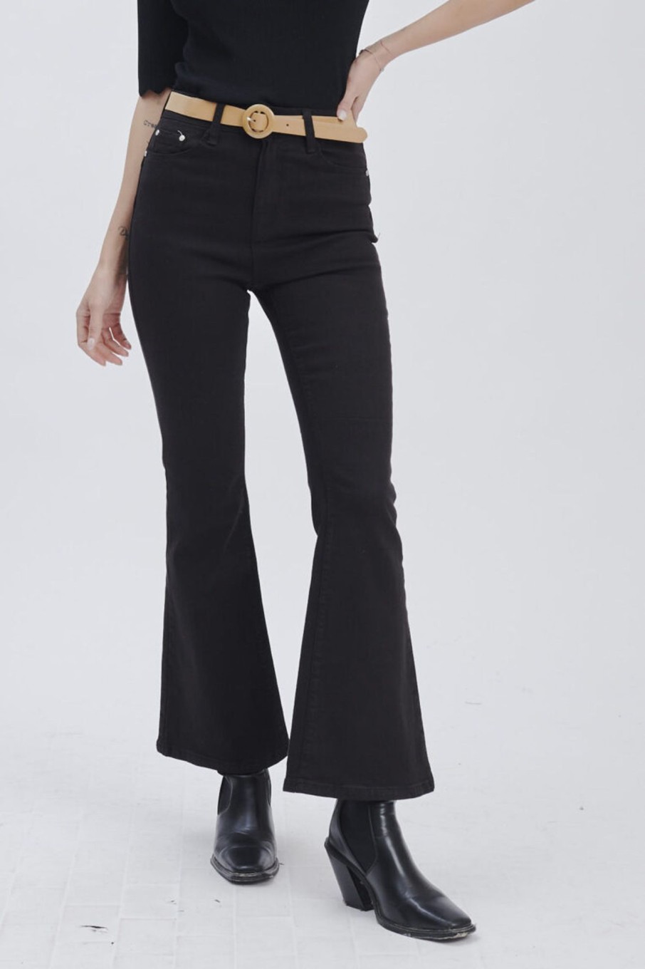 Forpen Denim Color Stretch Flare Pantaloni & Jeans