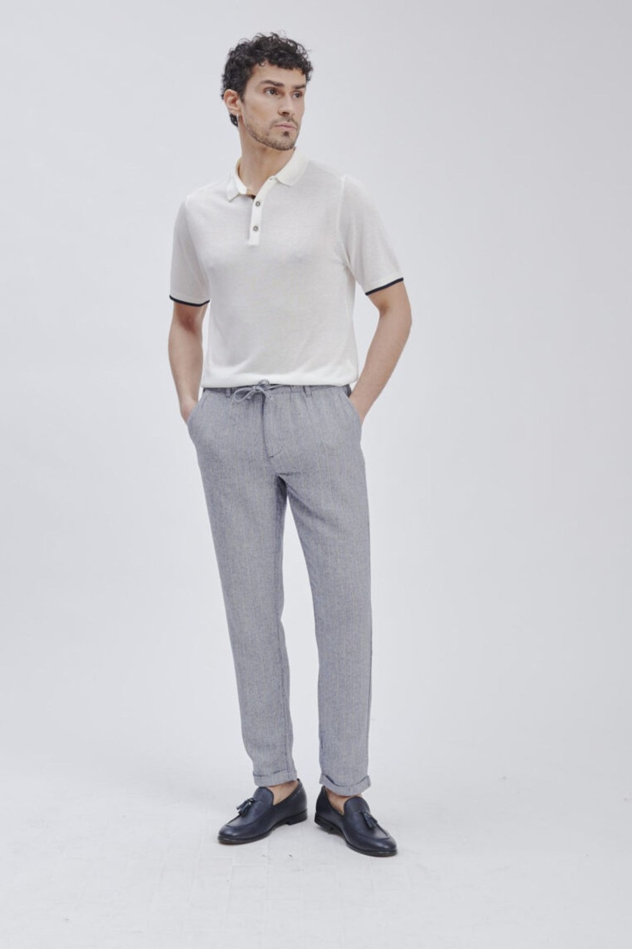 Forpen Pantalaccio Gessato Misto Lino Pantaloni & Jeans