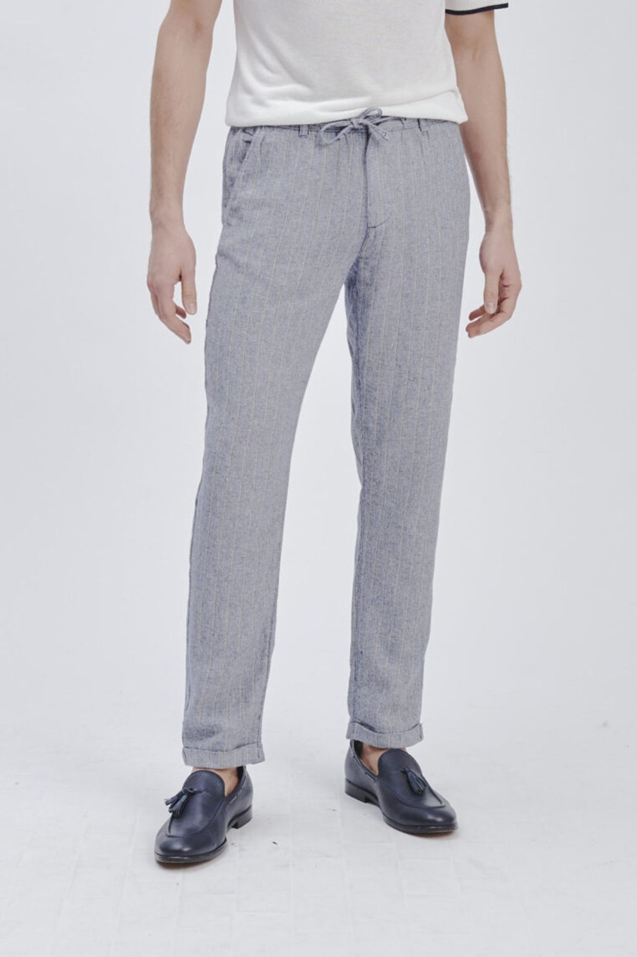 Forpen Pantalaccio Gessato Misto Lino Pantaloni & Jeans