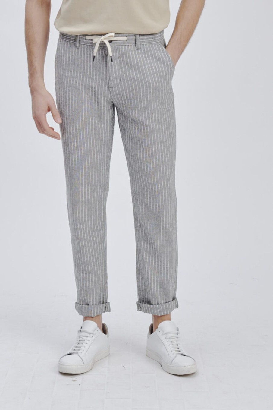 Forpen Pantalaccio Gessato Misto Lino Pantaloni & Jeans