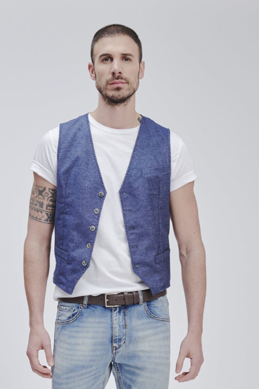 Forpen Gilet Effetto Chambray Giacche & Abiti