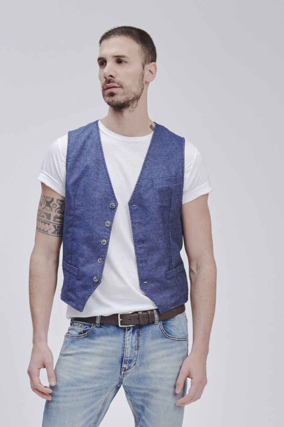 Forpen Gilet Effetto Chambray Giacche & Abiti